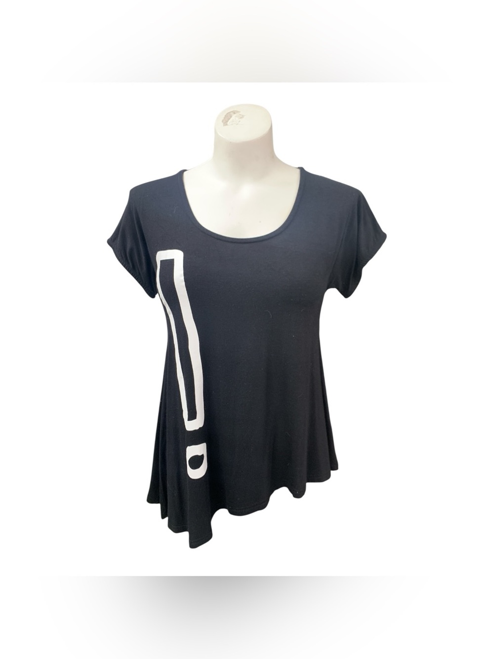 Nor Denmark Black Short-Sleeve Swing Top with White Graphic Size S